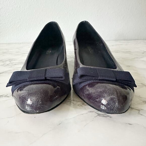 VANELI Narrow Marbled Navy Patent Leather Kitten Heels‎ Women's Size 8.5 NARROW - Picture 2 of 12